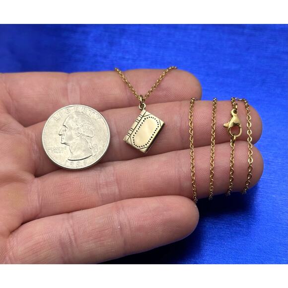 Bronze 3D Book Pendant with Stainless Steel Chain - Picture 3 of 3